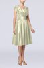 Simple A-line Scoop Short Sleeve Taffeta Knee Length Wedding Guest Dresses