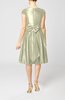 Simple A-line Scoop Short Sleeve Taffeta Knee Length Wedding Guest Dresses