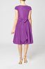 Simple A-line Scoop Short Sleeve Taffeta Knee Length Wedding Guest Dresses
