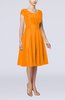 Simple A-line Scoop Short Sleeve Taffeta Knee Length Wedding Guest Dresses
