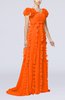 Elegant Empire Short Sleeve Zipper Chiffon Ruching Prom Dresses