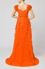 Elegant Empire Short Sleeve Zipper Chiffon Ruching Prom Dresses