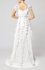 Elegant Empire Short Sleeve Zipper Chiffon Ruching Prom Dresses