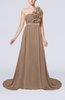 Romantic A-line One Shoulder Zipper Flower Evening Dresses