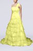 Gorgeous Garden A-line Asymmetric Neckline Sleeveless Backless Chapel Train Bridal Gowns