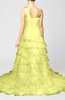 Gorgeous Garden A-line Asymmetric Neckline Sleeveless Backless Chapel Train Bridal Gowns