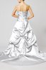 Glamorous A-line Sleeveless Backless Satin Chapel Train Quinceanera Dresses