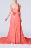 Romantic Church One Shoulder Sleeveless Zip up Rhinestone Bridal Gowns