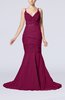 Sexy Mermaid V-neck Sleeveless Court Train Evening Dresses