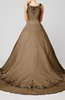 Modest Outdoor A-line Sleeveless Zipper Chapel Train Embroidery Bridal Gowns