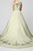 Modest Outdoor A-line Sleeveless Zipper Chapel Train Embroidery Bridal Gowns