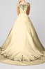 Modest Outdoor A-line Sleeveless Zipper Chapel Train Embroidery Bridal Gowns