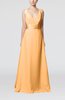 Plain V-neck Sleeveless Zip up Chiffon Floor Length Wedding Guest Dresses