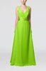 Plain V-neck Sleeveless Zip up Chiffon Floor Length Wedding Guest Dresses