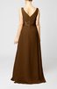 Plain V-neck Sleeveless Zip up Chiffon Floor Length Wedding Guest Dresses