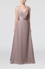 Plain V-neck Sleeveless Zip up Chiffon Floor Length Wedding Guest Dresses