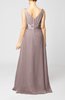 Plain V-neck Sleeveless Zip up Chiffon Floor Length Wedding Guest Dresses