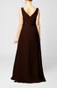 Plain V-neck Sleeveless Zip up Chiffon Floor Length Wedding Guest Dresses