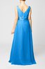 Plain V-neck Sleeveless Zip up Chiffon Floor Length Wedding Guest Dresses