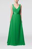 Plain V-neck Sleeveless Zip up Chiffon Floor Length Wedding Guest Dresses