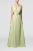 Plain V-neck Sleeveless Zip up Chiffon Floor Length Wedding Guest Dresses