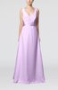 Plain V-neck Sleeveless Zip up Chiffon Floor Length Wedding Guest Dresses