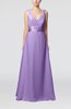 Plain V-neck Sleeveless Zip up Chiffon Floor Length Wedding Guest Dresses