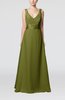 Plain V-neck Sleeveless Zip up Chiffon Floor Length Wedding Guest Dresses