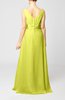 Plain V-neck Sleeveless Zip up Chiffon Floor Length Wedding Guest Dresses
