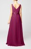 Plain V-neck Sleeveless Zip up Chiffon Floor Length Wedding Guest Dresses