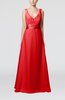 Plain V-neck Sleeveless Zip up Chiffon Floor Length Wedding Guest Dresses
