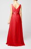 Plain V-neck Sleeveless Zip up Chiffon Floor Length Wedding Guest Dresses