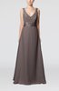 Plain V-neck Sleeveless Zip up Chiffon Floor Length Wedding Guest Dresses
