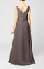 Plain V-neck Sleeveless Zip up Chiffon Floor Length Wedding Guest Dresses