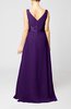 Plain V-neck Sleeveless Zip up Chiffon Floor Length Wedding Guest Dresses