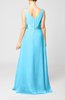 Plain V-neck Sleeveless Zip up Chiffon Floor Length Wedding Guest Dresses