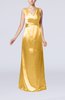 Simple V-neck Sleeveless Zipper Elastic Woven Satin Floor Length Bridesmaid Dresses