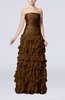 Modern A-line Zip up Chiffon Floor Length Tiered Evening Dresses
