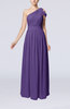 Romantic One Shoulder Zipper Chiffon Floor Length Ruching Evening Dresses