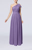 Romantic One Shoulder Zipper Chiffon Floor Length Ruching Evening Dresses