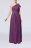 Romantic One Shoulder Zipper Chiffon Floor Length Ruching Evening Dresses