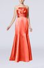 Simple Strapless Satin Floor Length Pleated Evening Dresses