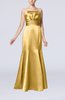 Simple Strapless Satin Floor Length Pleated Evening Dresses