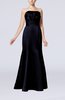Simple Strapless Satin Floor Length Pleated Evening Dresses