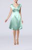 Plain A-line Short Sleeve Zip up Satin Knee Length Little Black Dresses