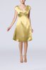 Plain A-line Short Sleeve Zip up Satin Knee Length Little Black Dresses
