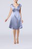 Plain A-line Short Sleeve Zip up Satin Knee Length Little Black Dresses