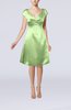 Plain A-line Short Sleeve Zip up Satin Knee Length Little Black Dresses