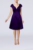 Plain A-line Short Sleeve Zip up Satin Knee Length Little Black Dresses
