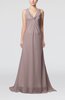 Plain A-line V-neck Zip up Court Train Pleated Evening Dresses